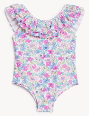 

Girls M&S Collection Daisy Print Frill Swimsuit (0-3 Yrs) - Pink Mix, Pink Mix