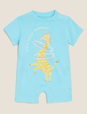 

M&S Collection Pelele 100% algodón con diseño de jirafa (0-3 años) - Green Mix, Green Mix