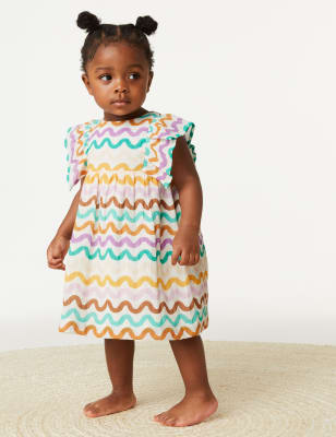 Pure Cotton Printed Frill Dress (0-3 Yrs)