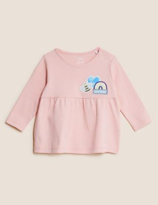 M&S Girls 3pk Pure Cotton Printed Tops (0-3 Yrs)