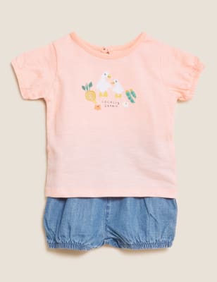 

Girls M&S Collection 2pc Pure Cotton Farm Animals Outfit - Pink Mix, Pink Mix