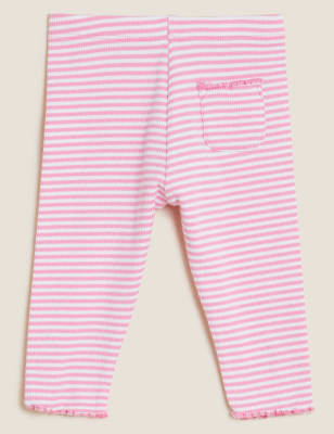 

M&S Collection 3er-Pack Leggings mit hohem Baumwollanteil und Streifen- und Obstmuster (0-3 J.) - Multi, Multi