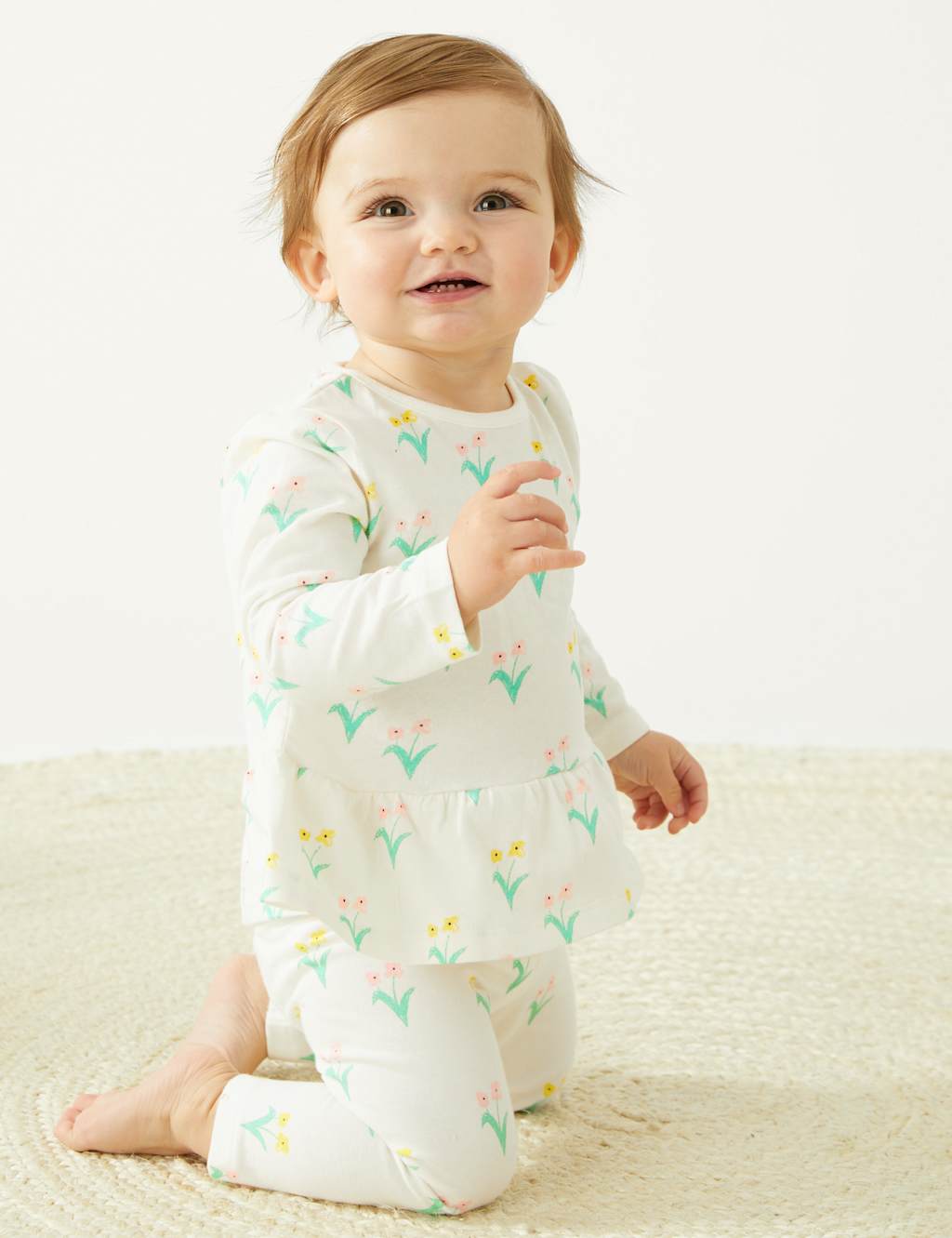 Pure Cotton Floral Top (0-3 Yrs) image 4