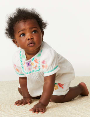 

Girls M&S Collection 2pc Pure Cotton Embroidered Outfit (0-3 Yrs) - Cream, Cream