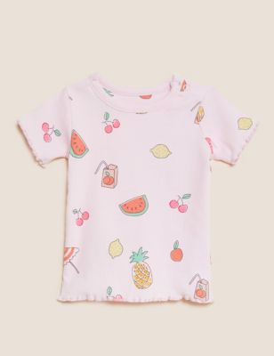 Girls M&S Collection 3pk Cotton Rich Print T-Shirts (0-3 Yrs) - Multi