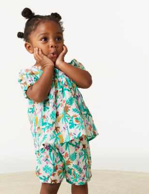 

M&S Collection Conjunto de 2 piezas 100% algodón con estampado de selva (0-3 años) - Multi, Multi