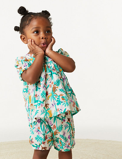 2pc Pure Cotton Jungle Print Outfit (0-3 Yrs)