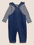 2pc Pure Cotton Denim Dungaree Outfit (0 - 3 Yrs)