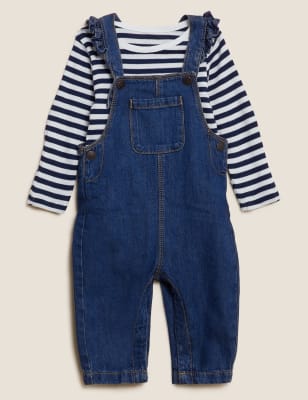 2pc Pure Cotton Denim Dungaree Outfit