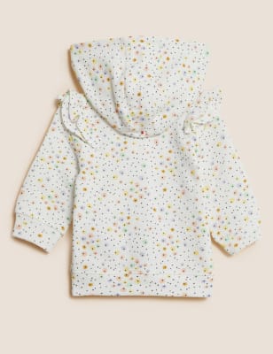 

M&S Collection Sudadera con capucha floral 100% algodón (0-3 años) - Pink Mix, Pink Mix