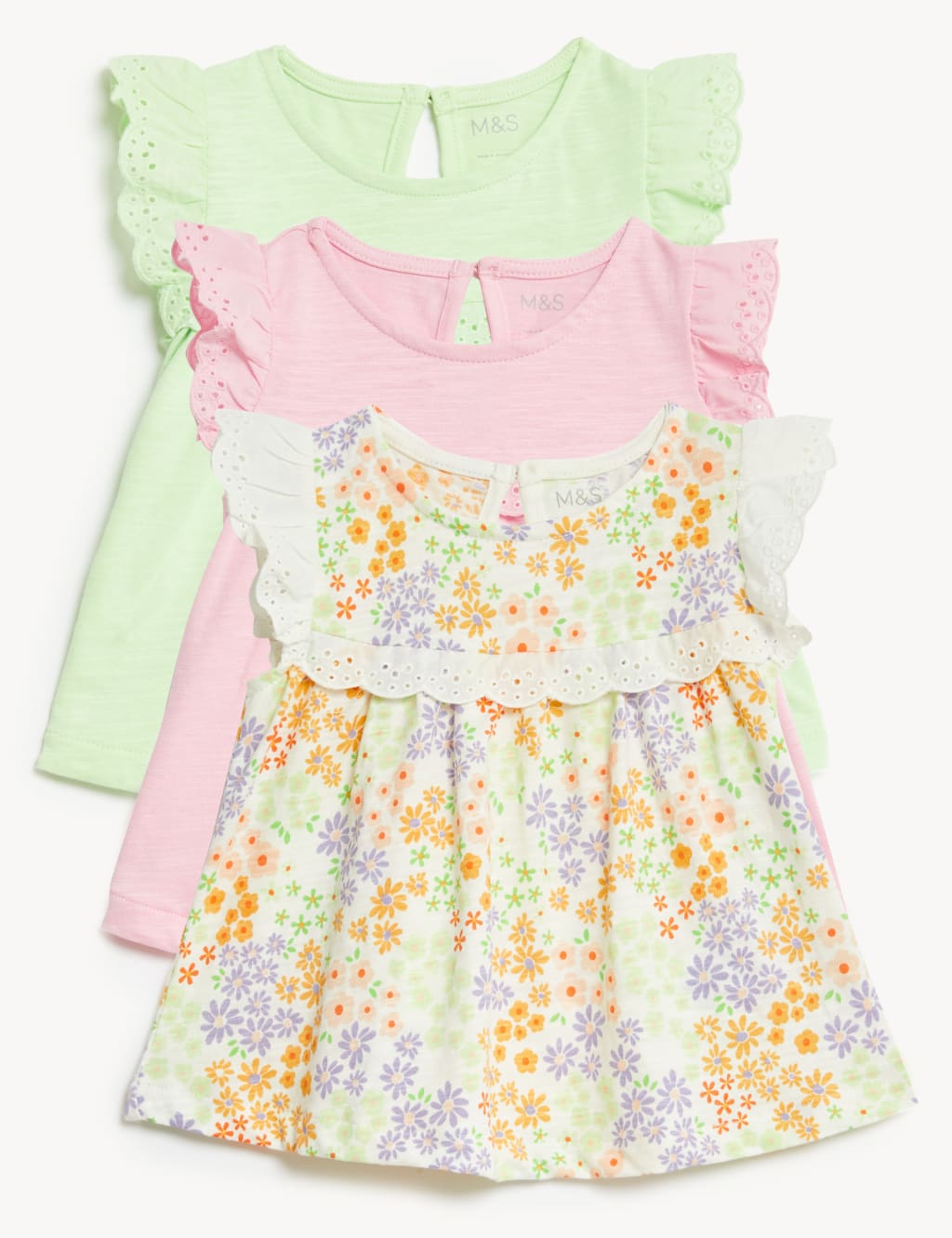 3pk Pure Cotton Tops (0-3 Yrs) image 1