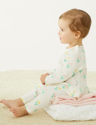 

M&S Collection Leggings mit hohem Baumwollanteil und Blumenmuster (0-3 J.) - Cream, Cream