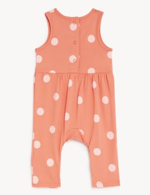 

M&S Collection Strampelanzug aus reiner Baumwolle mit Punktmuster (0-3 J.) - Coral Mix, Coral Mix
