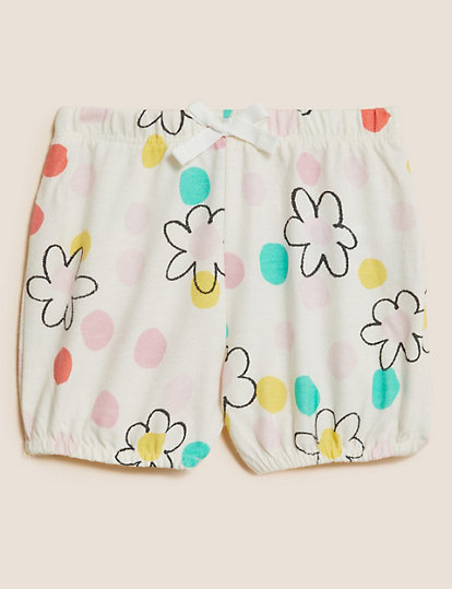 Pure Cotton Floral Shorts (0-3 Yrs)