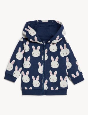 

Girls M&S Collection Cotton Rich Bunny Zip Hoodie (0-3 Yrs) - Blue Marl, Blue Marl