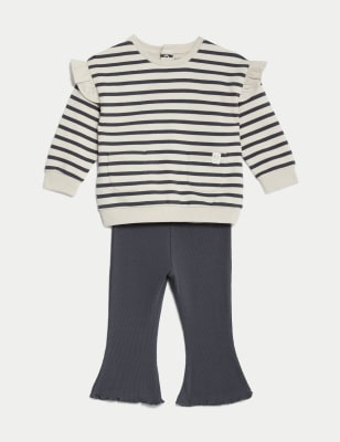 

Girls M&S Collection 2pc Cotton Rich Striped Outfit (0-3 Yrs) - Black Mix, Black Mix