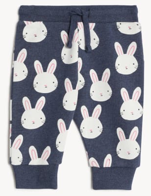 

Girls M&S Collection Cotton Rich Bunny Print Joggers (0-3 Yrs) - Blue Marl, Blue Marl