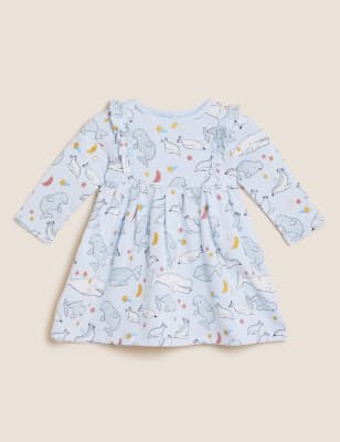 

Girls M&S Collection Cotton Rich Whale Print Dress (0-3 Yrs) - Light Blue, Light Blue