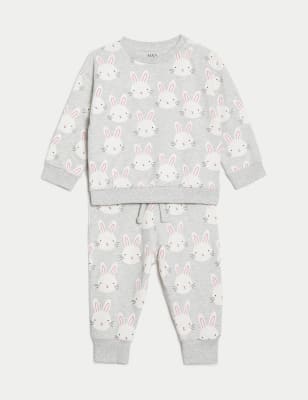 

Girls M&S Collection 2pc Cotton Rich Bunny Print Outfit (0-3 Yrs) - Grey Marl, Grey Marl