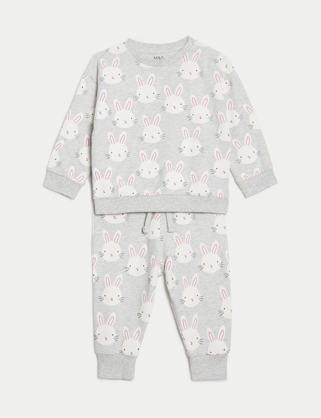 2pc Cotton Rich Bunny Print Outfit (0-3 Yrs) image 1
