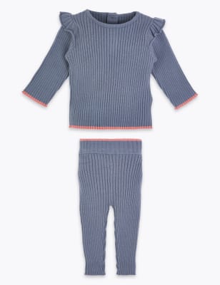 Ensemble 2&nbsp;pi&egrave;ces en maille avec top et bas