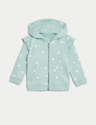 

Girls M&S Collection Cotton Rich Spot Zip Hoodie (0-3 Yrs) - Teal Mix, Teal Mix