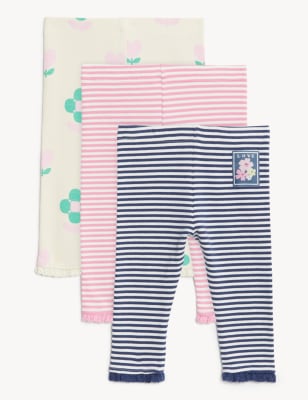 

M&S Collection 3er-Pack gemusterte Leggings mit hohem Baumwollanteil (0-3 J.) - Pink Mix, Pink Mix
