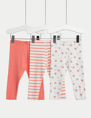 

M&S Collection Pack de 3 leggings de algodón (0-3 años) - Multi, Multi