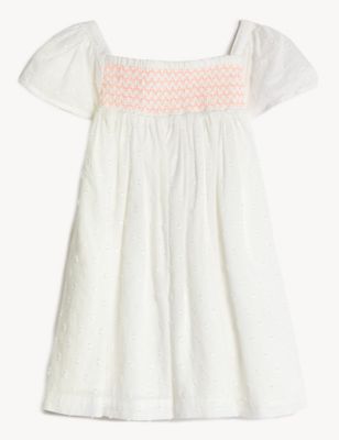 Pure Cotton Shirred Dress (0 - 3 Yrs)