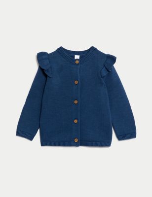 

Girls M&S Collection Pure Cotton Knitted Cardigan (0-3 Yrs) - Navy, Navy