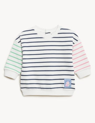 

M&S Collection Gestreifter Pullover mit hohem Baumwollanteil (0-3 J.) - White Mix, White Mix