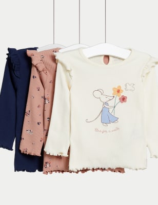 

M&S Collection 3er-Pack gemusterte Oberteile mit hohem Baumwollanteil (0-3 J.) - Multi, Multi