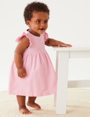 

M&S Collection Vestido de volantes 100% algodón (0-3 años) - Light Pink, Light Pink