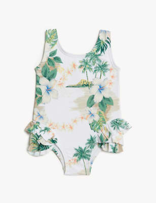 

Girls M&S Collection Mini Me Tropical Frill Swimsuit (0-3 Yrs) - Multi, Multi