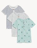 3pk Pure Cotton Patterned Tops (0-3 Yrs)