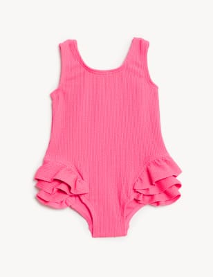 

Girls M&S Collection Frill Textured Swimsuit (0-3 Yrs) - Pink, Pink