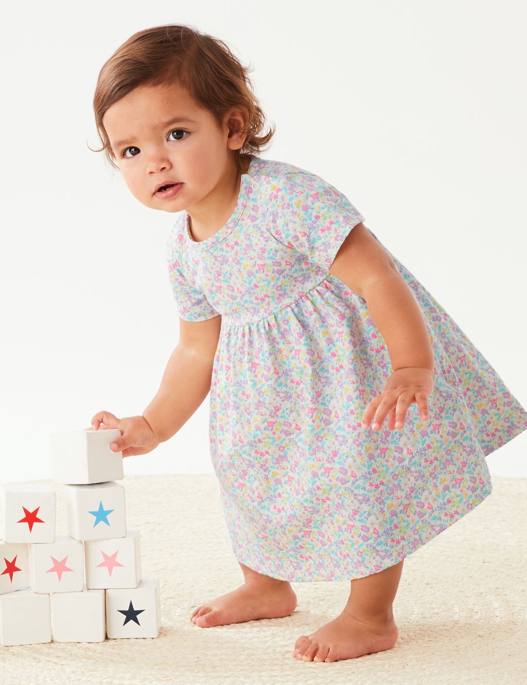 Pure Cotton Ditsy Floral Dress (0-3 Yrs) image 1