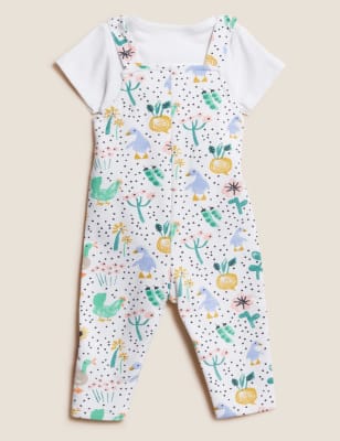 

Girls M&S Collection 2pc Cotton Rich Bird Print Dungaree Outfit (0-3 Yrs) - Ivory Mix, Ivory Mix