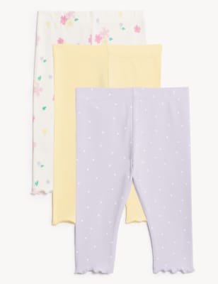 

M&S Collection 3er-Pack gemusterte Leggings mit hohem Baumwollanteil (0-3 J.) - Yellow Mix, Yellow Mix