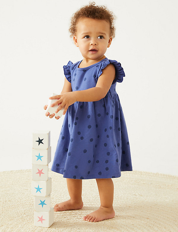 Pure Cotton Spotted Dress (0-3 Yrs) - US