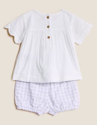 

Girls M&S Collection 2pc Pure Cotton Gingham Outfit (0-3 Yrs) - Lilac, Lilac