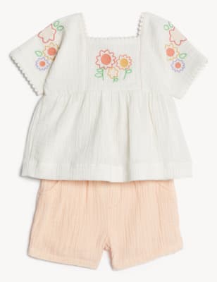 

Girls M&S Collection 2pc Pure Cotton Floral Outfit (0-3 Yrs) - Cream, Cream