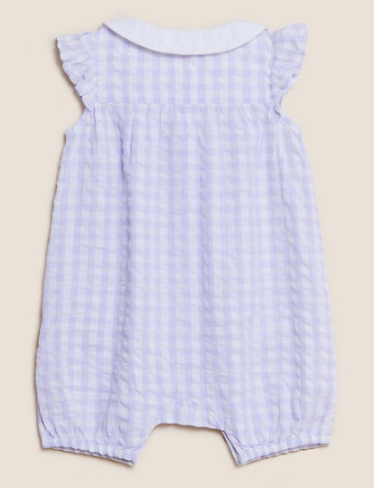 Pure Cotton Gingham Romper (0 - 3 Yrs)