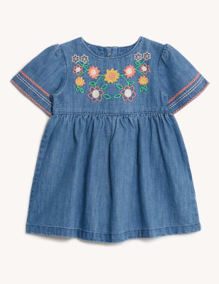 

M&S Collection Vestido floral 100% algodón (0-3 años) - Denim Mix, Denim Mix