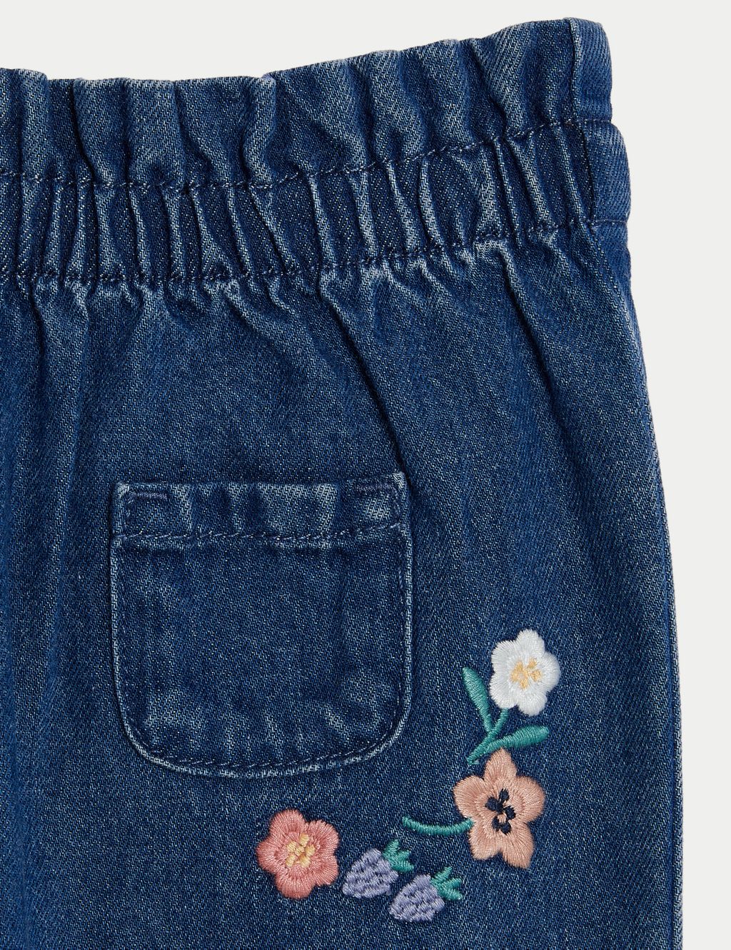 Pure Cotton Floral Jeans (0-3 Yrs) image 3
