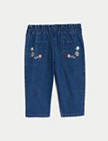 Zuiver katoenen jeans met bloemmotief (0-3 jaar)