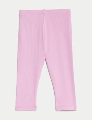 

M&S Collection Leggings mit hohem Baumwollanteil und Rippenmuster (0-3 J.) - Cool Pink, Cool Pink