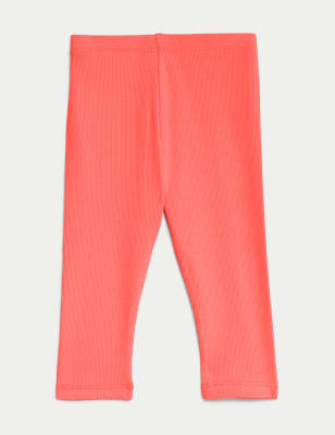 

M&S Collection Leggings mit hohem Baumwollanteil und Rippenmuster (0-3 J.) - Sun Glow, Sun Glow