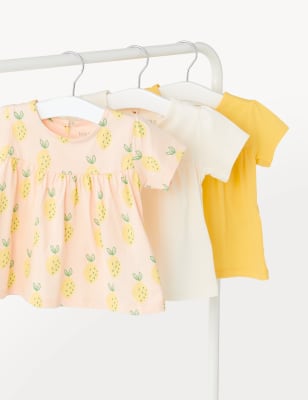 

Girls M&S Collection 3pk Pure Cotton Lemon & Plain T-Shirts (0-3 Yrs) - Multi, Multi