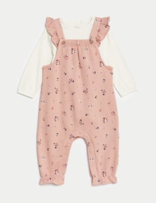 

Girls M&S Collection 2pc Cotton Rich Floral Dungaree Outfit (0-3 Yrs) - Pink Mix, Pink Mix